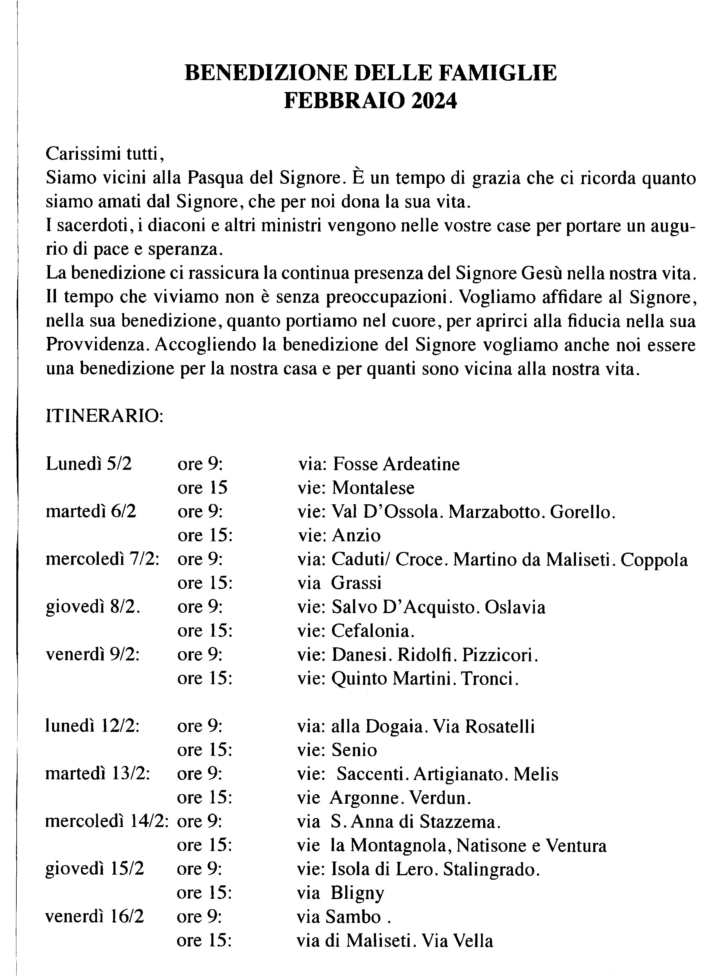 Benedizione delle famiglie